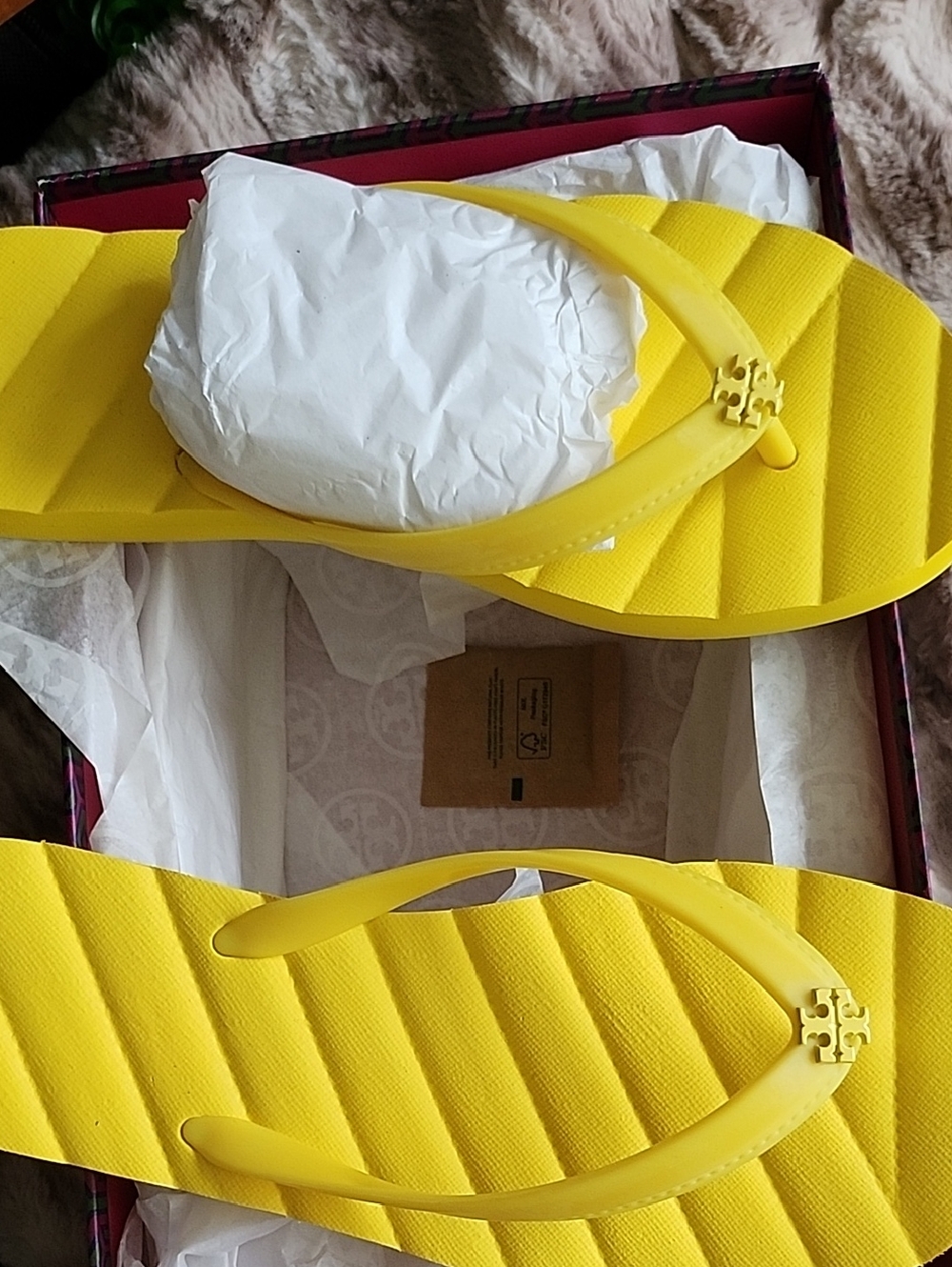 Tory Burch Yellow Logo Rubber Flip Flop Slippers